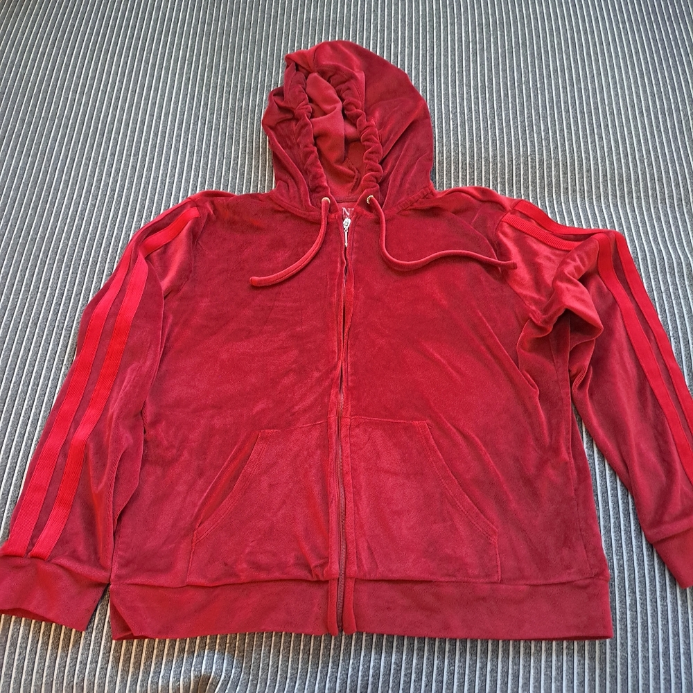 New York & Company  velour red jacket size L